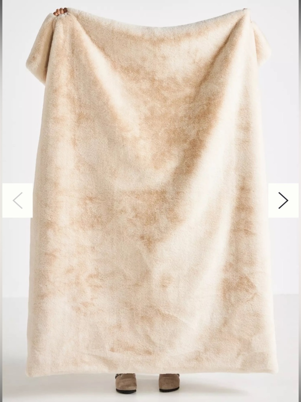 Anthropology Cozy Plush Faux Fur Throw Blanket in Beige